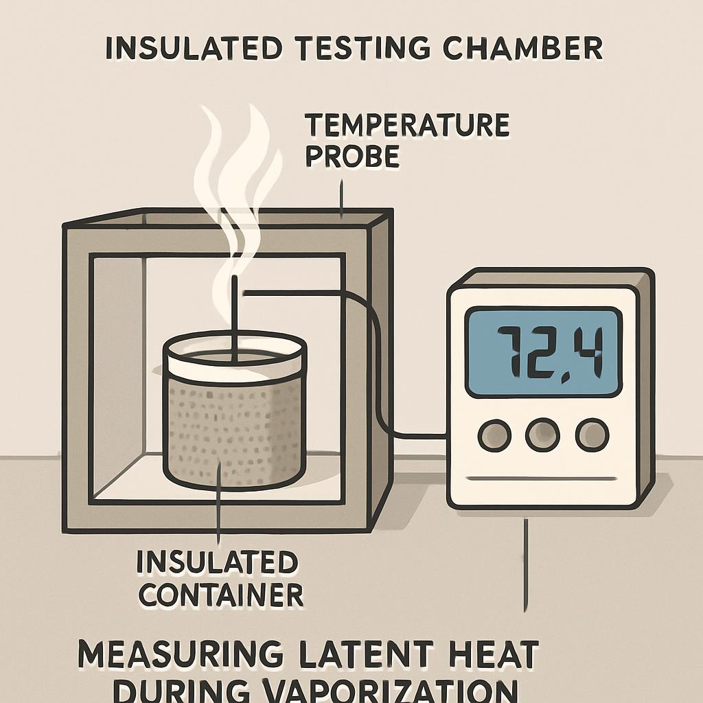 An insulated container is being used to measure latent heat during vaporization. The apparatus consists of a cylindrical c...